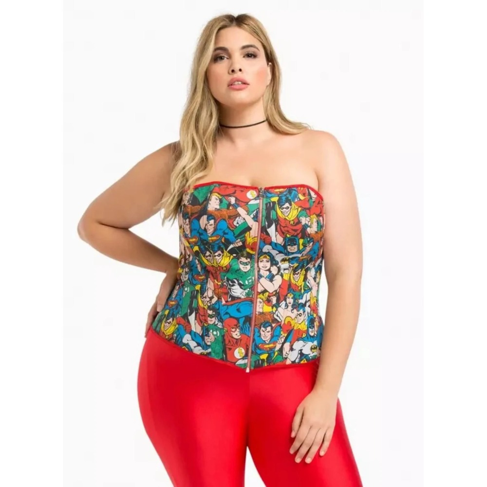 Torrid Corset DC Comic Book Hero Cosplay Corset Bustier In Red‎ Size 2 NWT
